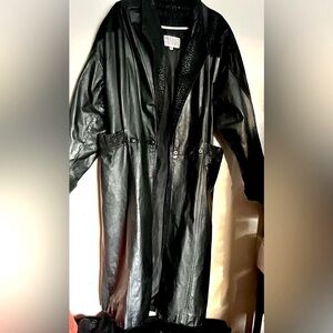 Pelle Studio 80s Leather Vintage! Full Length Leather Coat, Patch Design, Size S